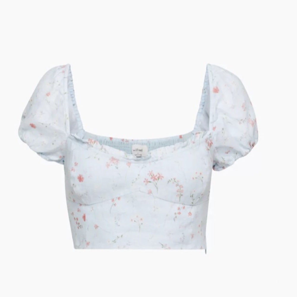 Wilfred Wander crop linen blouse floral wht xxs, xs